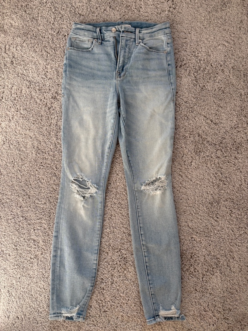 Good American Light Blue Distressed Skinny Jeans